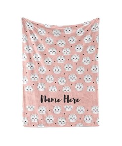 Cat Pattern Theme - Personalized Blanket With Custom Name Sherpa Fleece Blanket Gifts for Family, for Couple