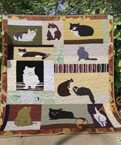 Cat Quilt Blanket Bedding Set With Pilliwcases Option Gifts For Lover