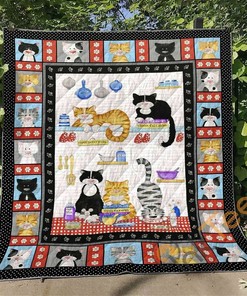 Cat Quilt Blanket Bedding Set With Pilliwcases Option Ver5