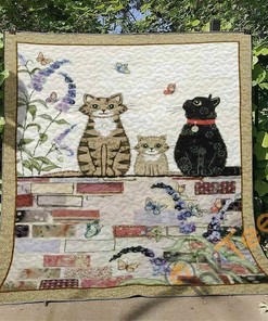 Cat Quilt Blanket Bedding Set With Pillowcase