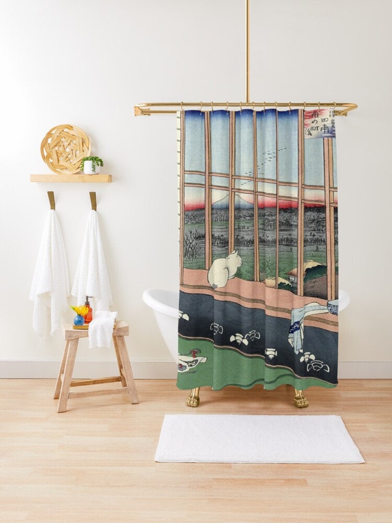 Cat Shower Curtain, Japanese Art Cat, Japanese Bathroom Decor, Cat Lover Gift, Unique Shower Curtain - Image 4