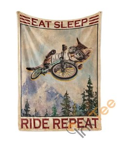 Cat Sleep Ride Repeat Sherpa Fleece Blanket Gifts for Family, for Couple