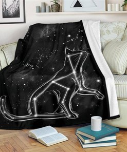 Cat Star Line Cat Lover Sherpa Fleece Blanket Gifts for Family, for Couple