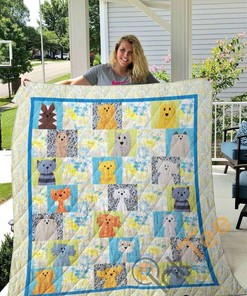 Cat-Blanket Flower Quilt Blanket Bedding Set