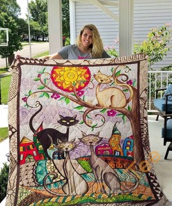 Cat-Wave Quilt Blanket Bedding Set