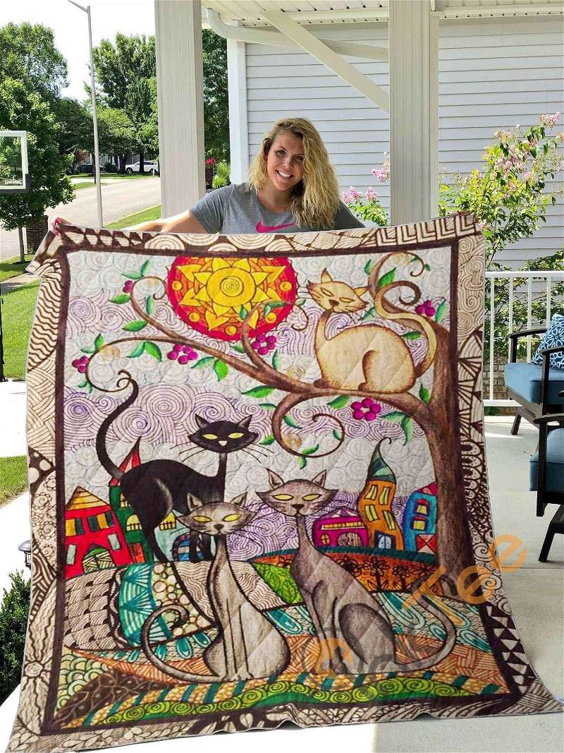 Cat-Wave Quilt Blanket Bedding Set