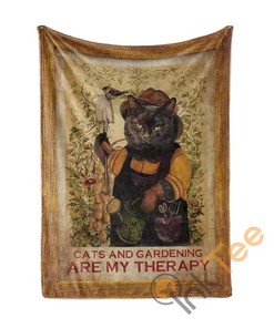 Cats And Gardening Are My Therapy Sherpa Fleece Blanket Gifts for Family, for Couple