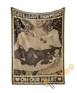 Cats Leave Pawprint On Our Heart Sherpa Fleece Blanket Gifts for Family, for Couple