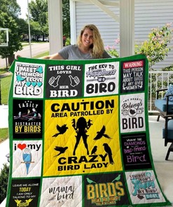 Caution Area Patrolled By Crazy Bird Lady Quilt Blanket Bedding Set
