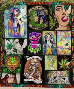 Celebrate 420 with Girl Quilt Blanket And Bedding Set Option