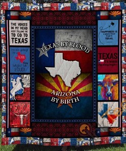 Celebrate Your Roots: Personalized 'Texas By Blood Arizona By Birth' Quilt Blanket Bedding Set