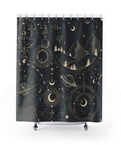 Celestial Moon Space Cosmos Shower Curtain for Home Decor