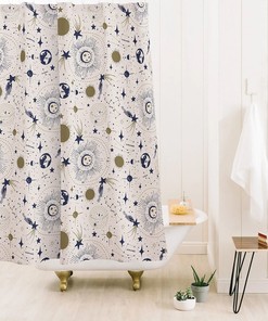 Celestial Shower Curtain, Outer Space, Stars Shower Curtain, Retro Decor, Celestial Decor,