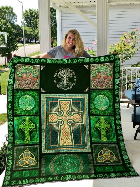 Celtic Cross Quilt Blanket Bedding Set for Home Décor