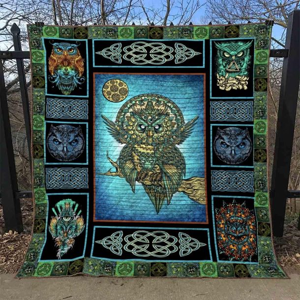 Celtic Owl Emotions Quilt Blanket Bedding Set for Home Décor