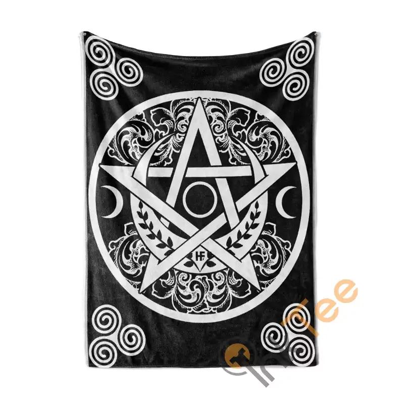 Celtic Pentacle Triple Moon Witch Wicca Sherpa Fleece Blanket Gifts for Family, for Couple