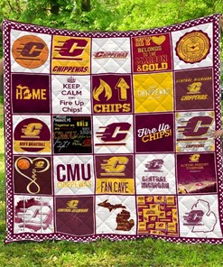 Central Michigan Chippewas Quilt Blanket Bedding Set for Fans