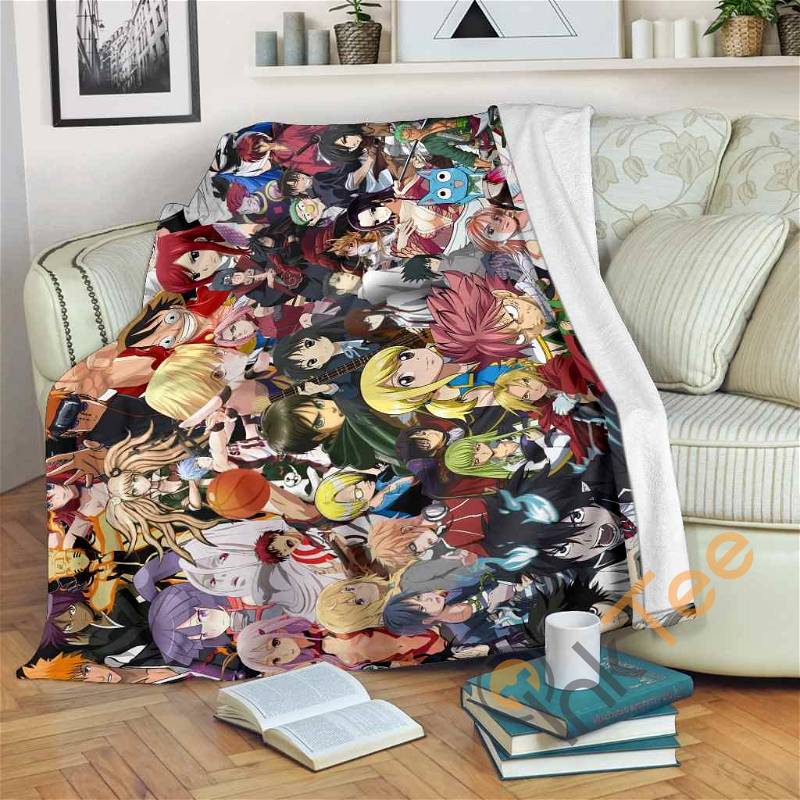 Character Anime Sherpa Fleece Blanket Gifts for Family, for Couple