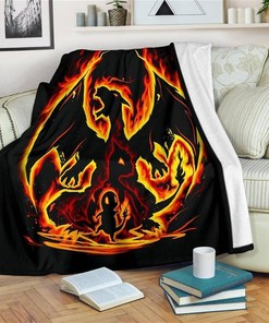 Charizard Pokemon Sherpa Fleece Blanket Gifts for Family, for Couple