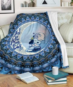 Charlie And Snoopy I Love You To The Moon And Back Sherpa Fleece Blanket Gifts for Family, for Couple