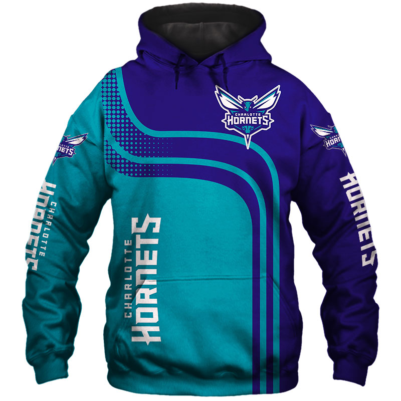 Charlotte Hornets Hoodie 3D Zip Hoodie for Fans