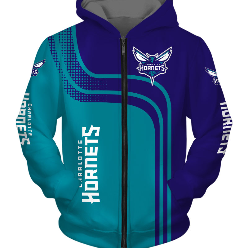 Charlotte Hornets Hoodie 3D Zip Hoodie for Fans - Image 2