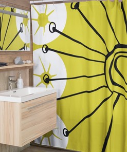 Chartreuse Black And White Shower Curtain Christmas Gift Retro Mid Century Modern Shower Curtain Decor