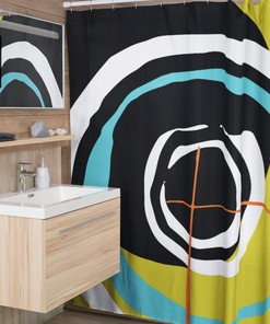 Chartreuse Black Teal White And Orange Retro Mid Century Modern Shower Curtain, Christmas Gift for Home, Housewarming Gift