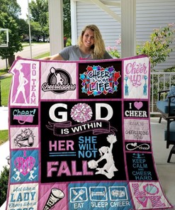 Cheerleading God Is Within Her And She Will Not Fall Quilt Blanket Bedding Set