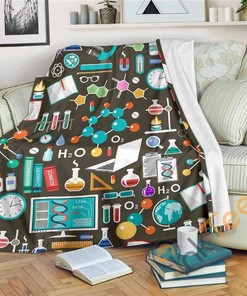 Chemistry Pattern Sherpa Fleece Blanket Gifts for Family, for Couple