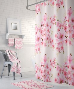 Cherry Blossom Shower Curtain With Optional Towels And Bath Mat