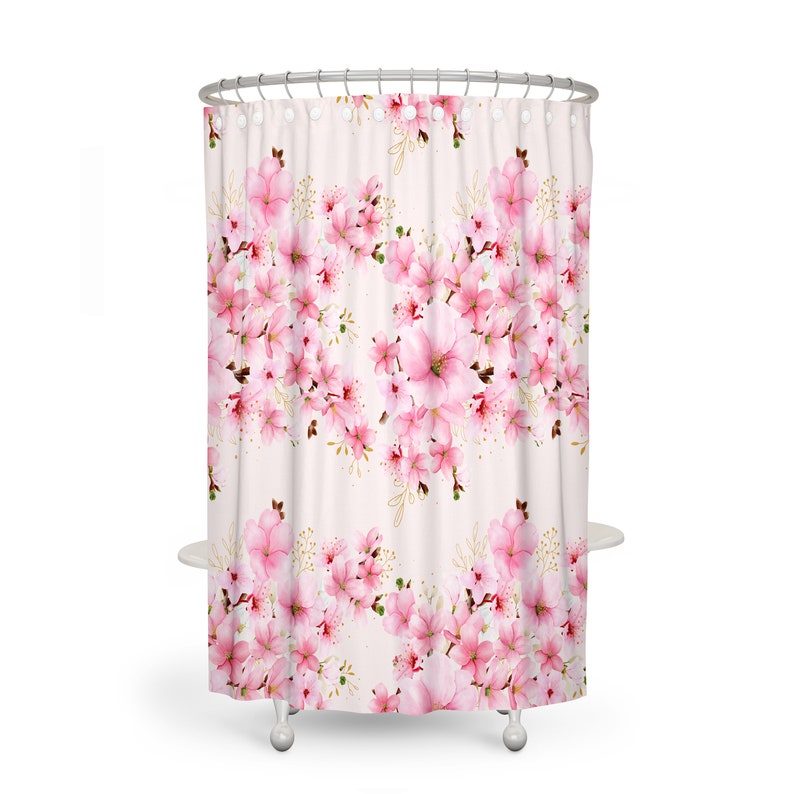 Cherry Blossom Shower Curtain With Optional Towels And Bath Mat - Image 3