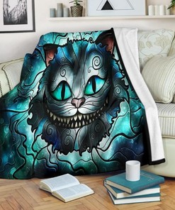 Cheshire Cat Alice In Wonderland Fleece Blanket Gift For Fan, Premium Comfy Sofa Throw Blanket Gift