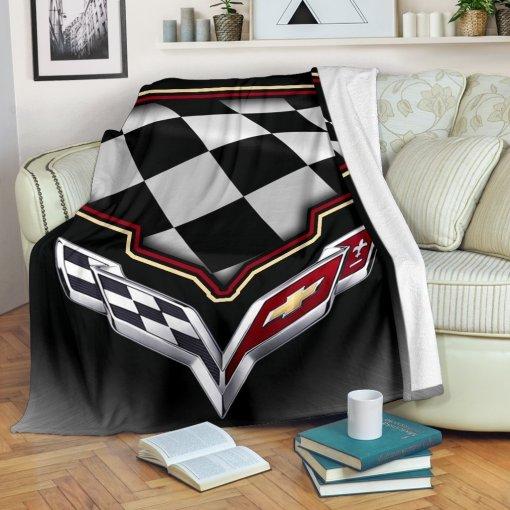 Personalized C2 Corvette Racing Decorative Diagonal Pattern Sherpa Blanket, Perfect for Chilly Days