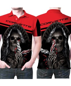 Chevrolet Corvette Maiden Skull Hold Corvette Logo 3d Printed Gift For Corvette Fan Polo Shirt All Over Print Shirt 3d T-shirt