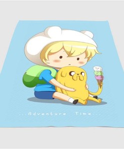 Chibi Adventure Time Sherpa Fleece Blanket Gifts for Family, for Couple