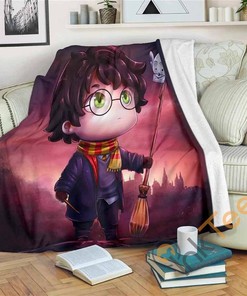 Chibi Harry Potter Sherpa Fleece Blanket Gifts for Family, for Couple