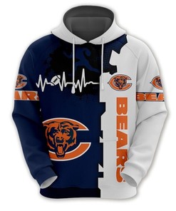 Chicago Bears 3D All Over Print Zip Hoodie for Nfl Fans