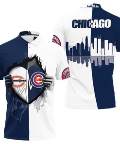 Chicago Bears Chicago Cubs Heartbeat Love Ripped 3d Jersey Polo Shirt All Over Print Shirt 3d T-shirt