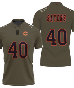 Chicago Bears Gale Sayers #40 Great Player Nfl Salute To Service Retired Player Limited Olive Jersey Style Polo Shirt