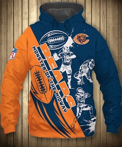 Chicago Bears Hoodie 3D Cartoon Player Cute Zip Hoodie