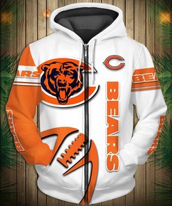 Chicago Bears Hoodie 3D Graphic Balls Zip Hoodie Pullover