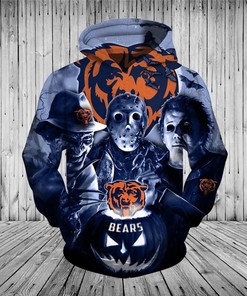 Chicago Bears Hoodie 3D Horror Night Halloween Pullover Nfl