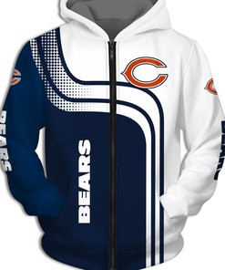 Chicago Bears Hoodie 3D One Way Zip Hoodie