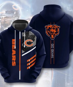 Chicago Bears Hoodie 3D Zip Hoodie 3 Lines Graphic Gift for Fans