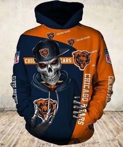 Chicago Bears Hoodie 3D Zip Hoodie Cute Death Gifts for Fans