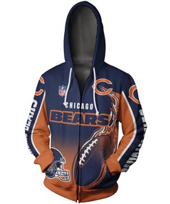 Chicago Bears Hoodie 3D Zip Hoodie Cute Flame Balls Graphic Gifts for Fans