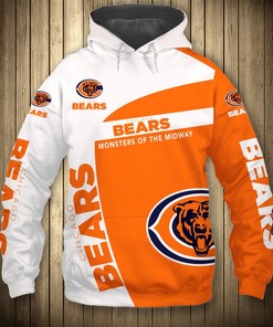 Chicago Bears Hoodie 3D Zip Hoodie Pullover Gift for Fans