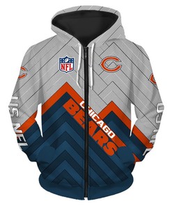 Chicago Bears Hoodie 3D Zip Hoodie Pullover Size S-5Xl