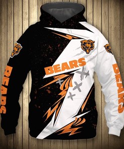 Chicago Bears Hoodie 3D Zip Hoodie Thunder Graphic Gifts for Fans